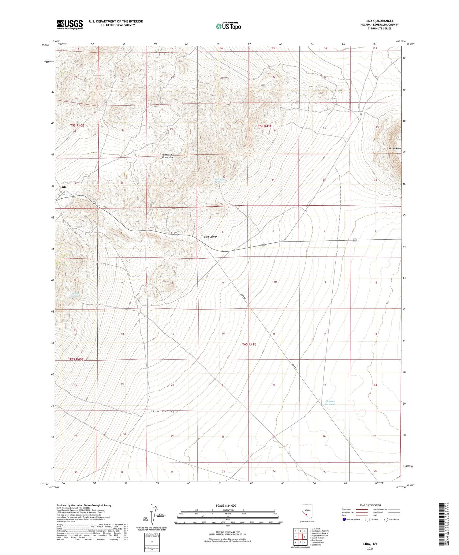 Lida Nevada US Topo Map Image
