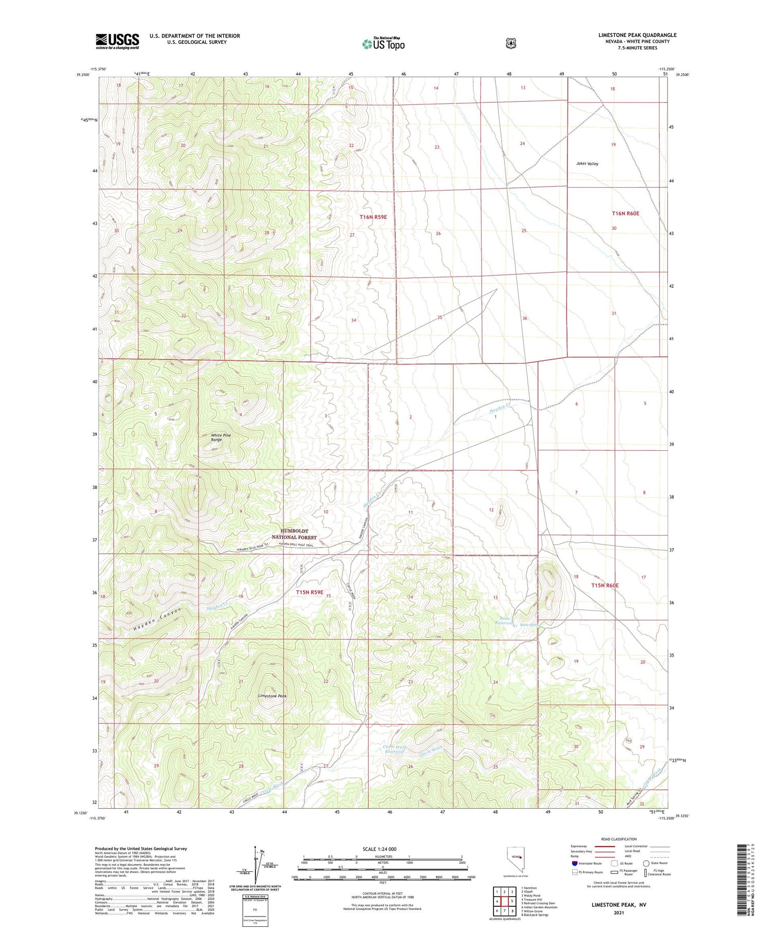 Limestone Peak Nevada US Topo Map Image