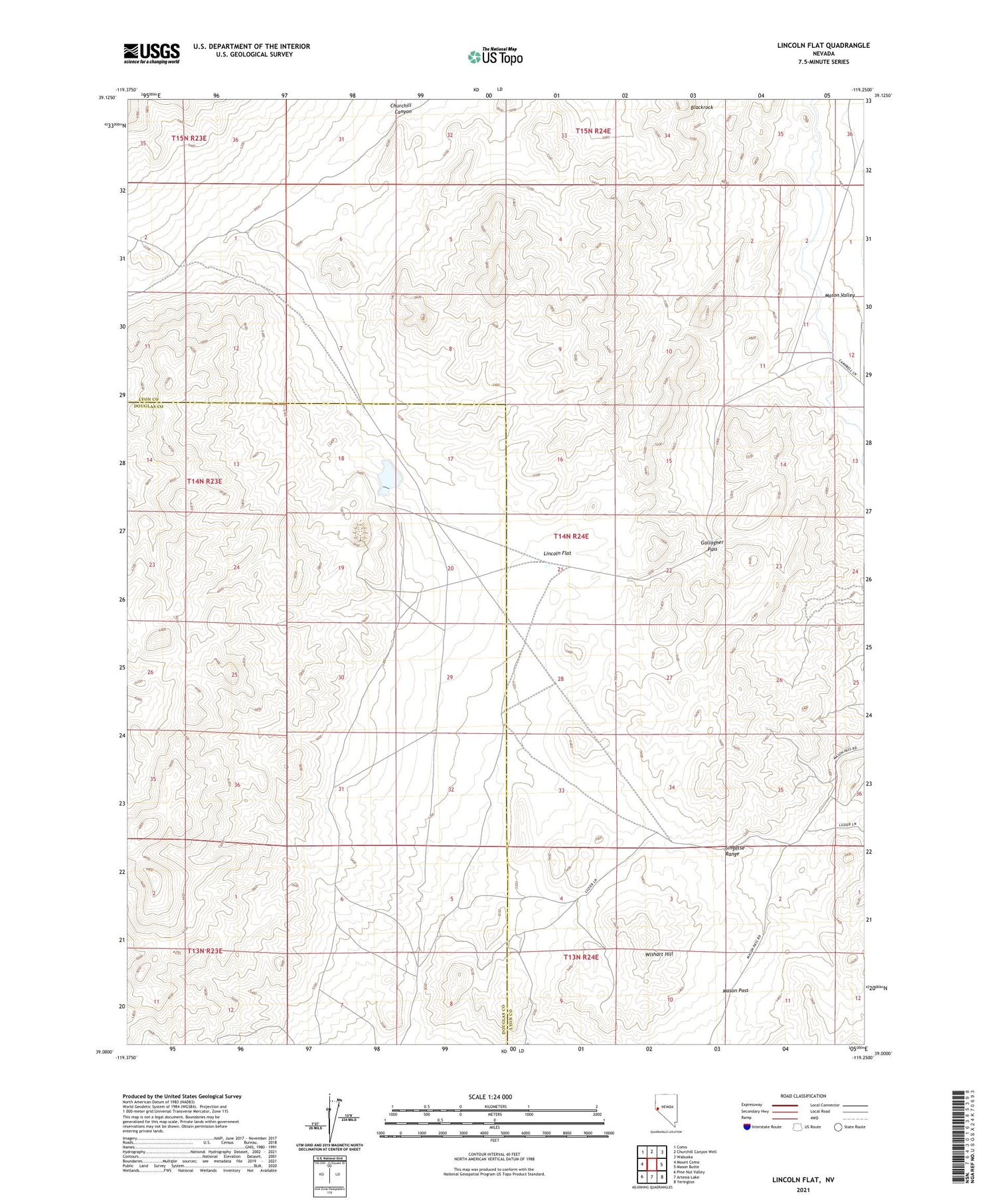 Lincoln Flat Nevada US Topo Map Image