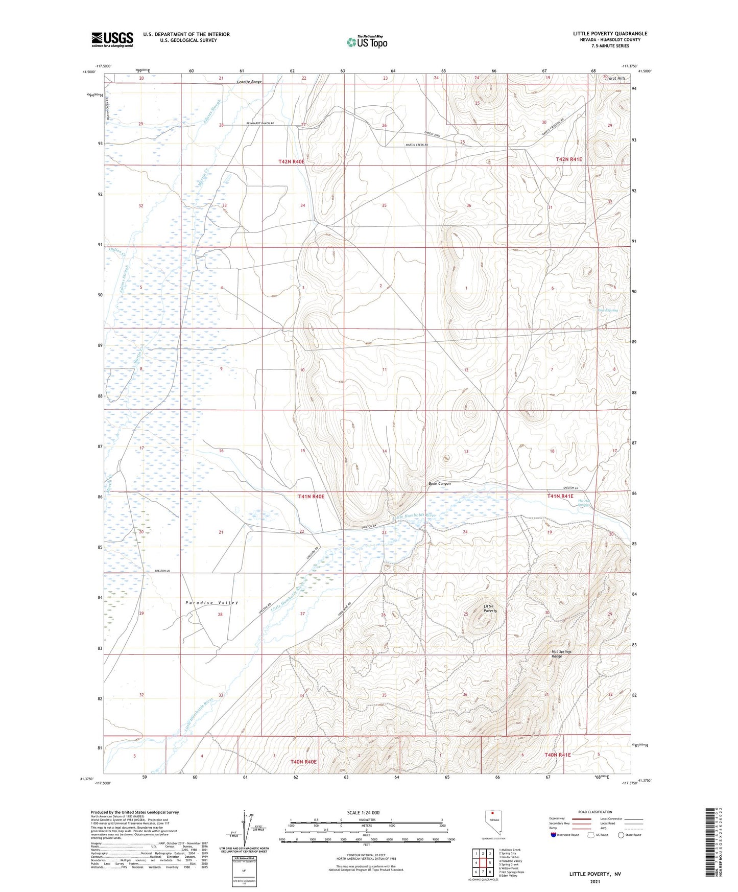 Little Poverty Nevada US Topo Map Image
