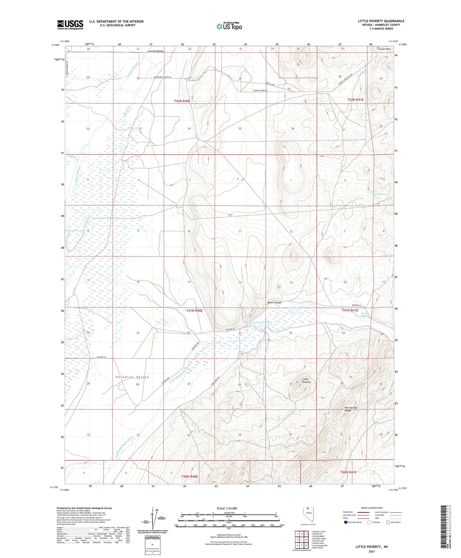 Little Poverty Nevada US Topo Map Image