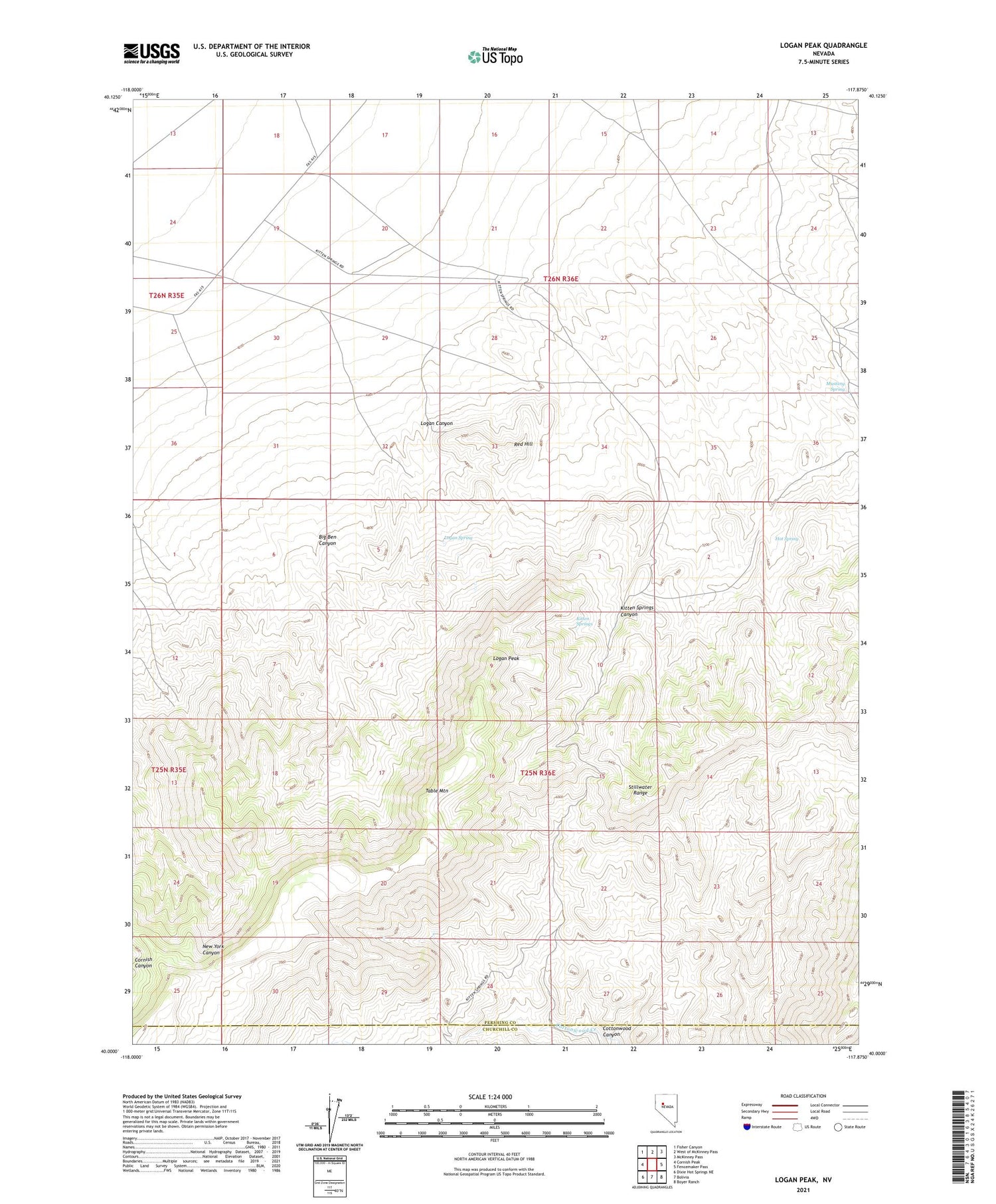 Logan Peak Nevada US Topo Map Image