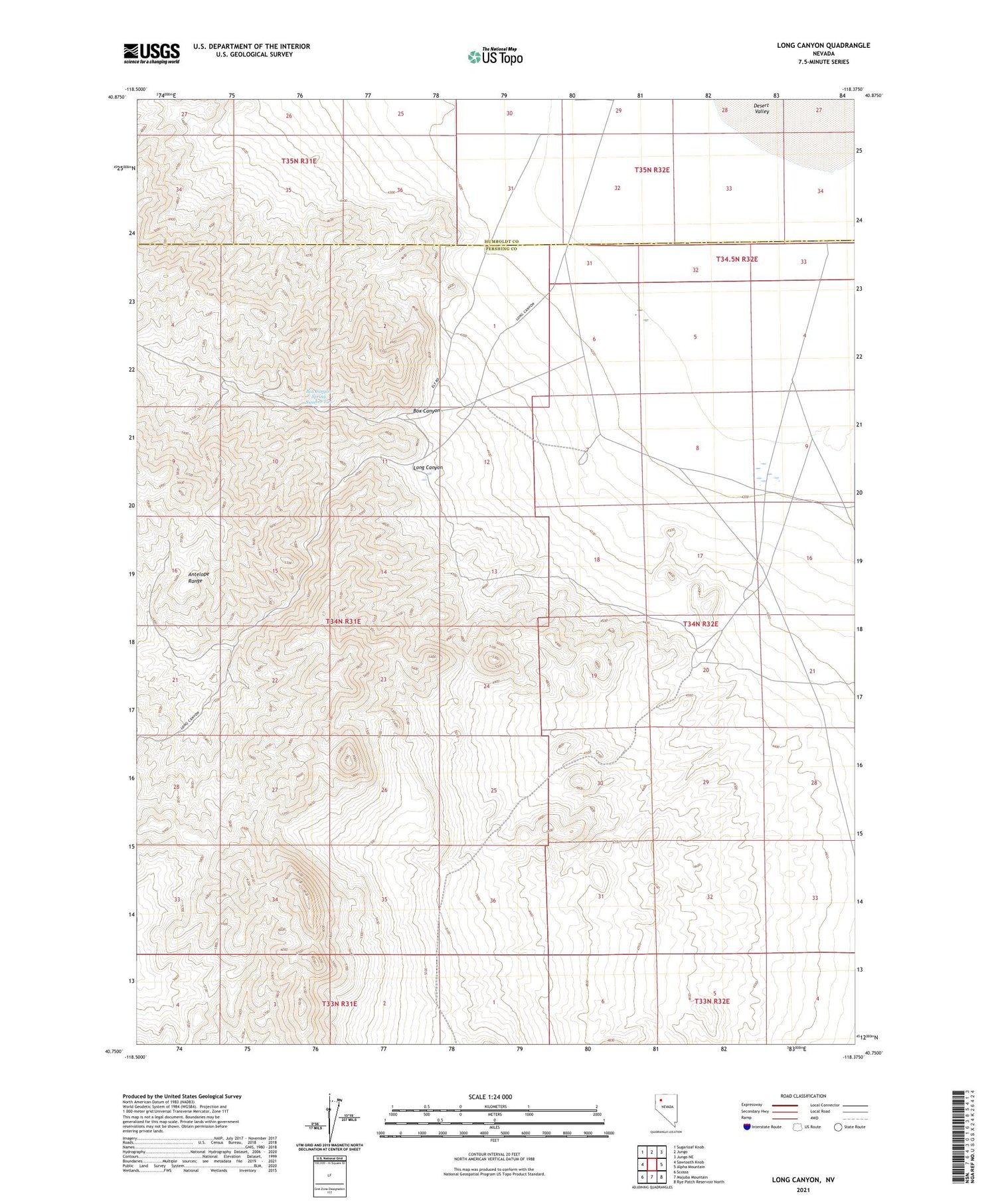 Long Canyon Nevada US Topo Map Image