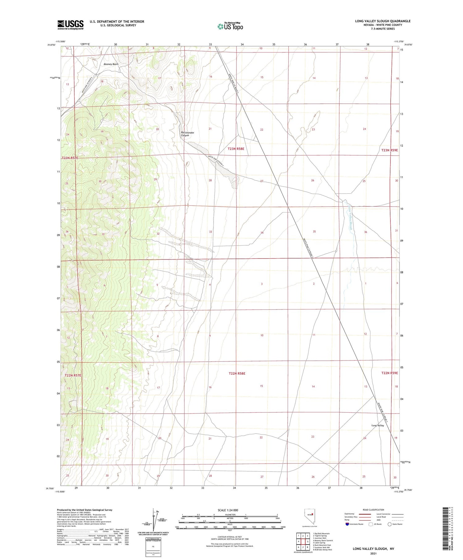 Long Valley Slough Nevada US Topo Map Image