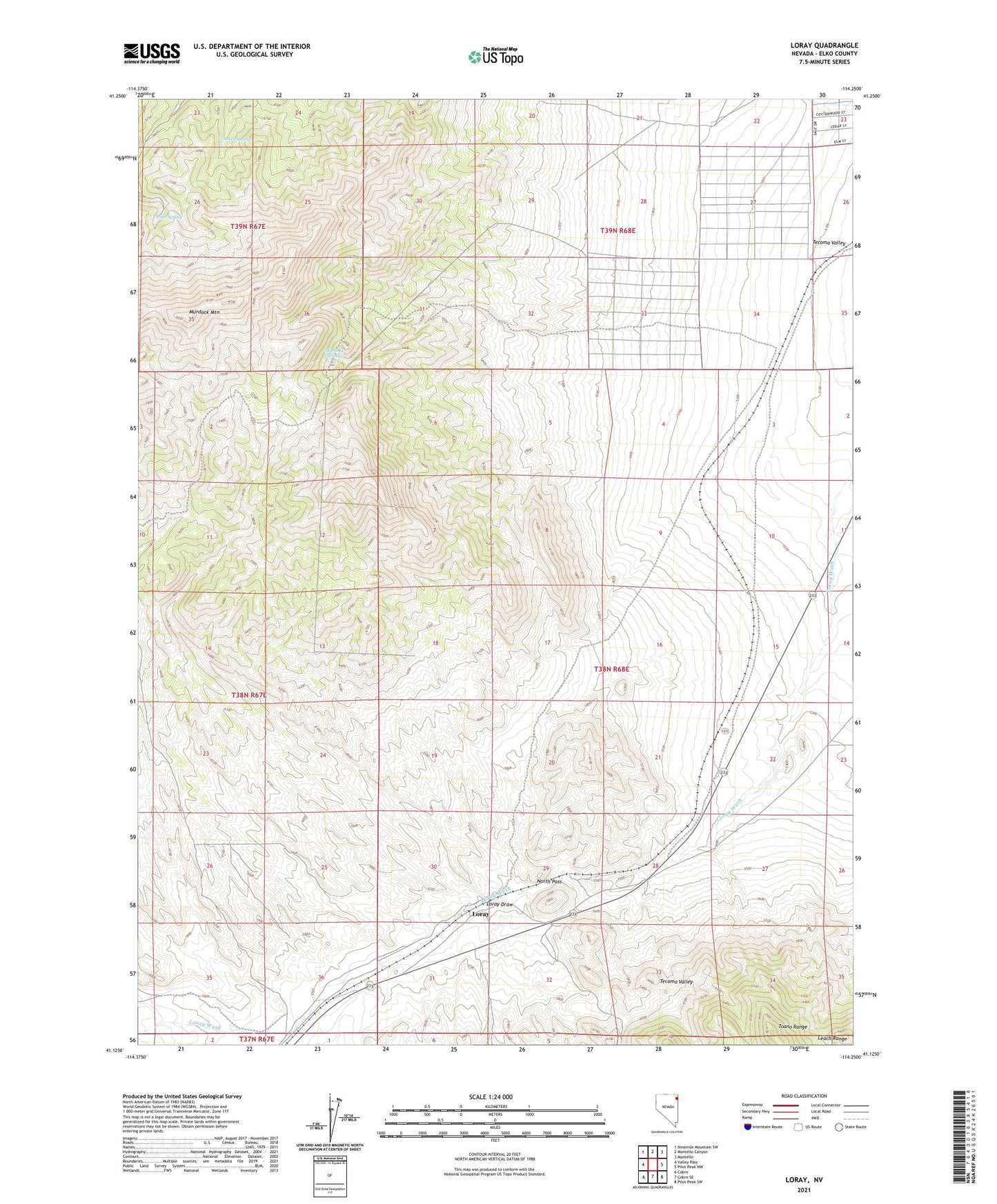 Loray Nevada US Topo Map Image