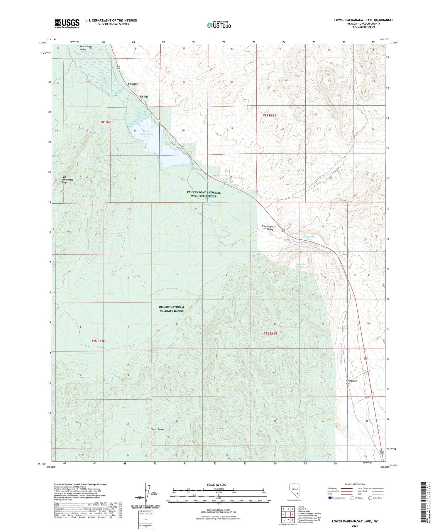 Lower Pahranagat Lake Nevada US Topo Map Image