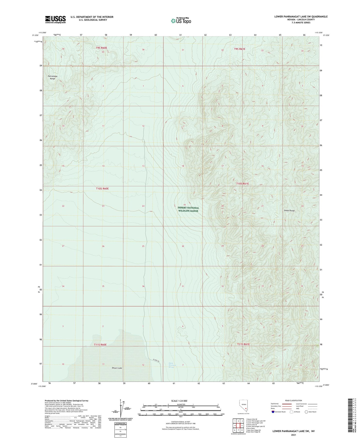 Lower Pahranagat Lake SW Nevada US Topo Map Image