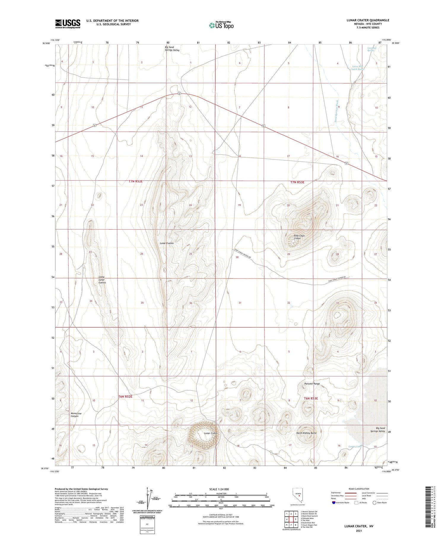 Lunar Crater Nevada US Topo Map Image