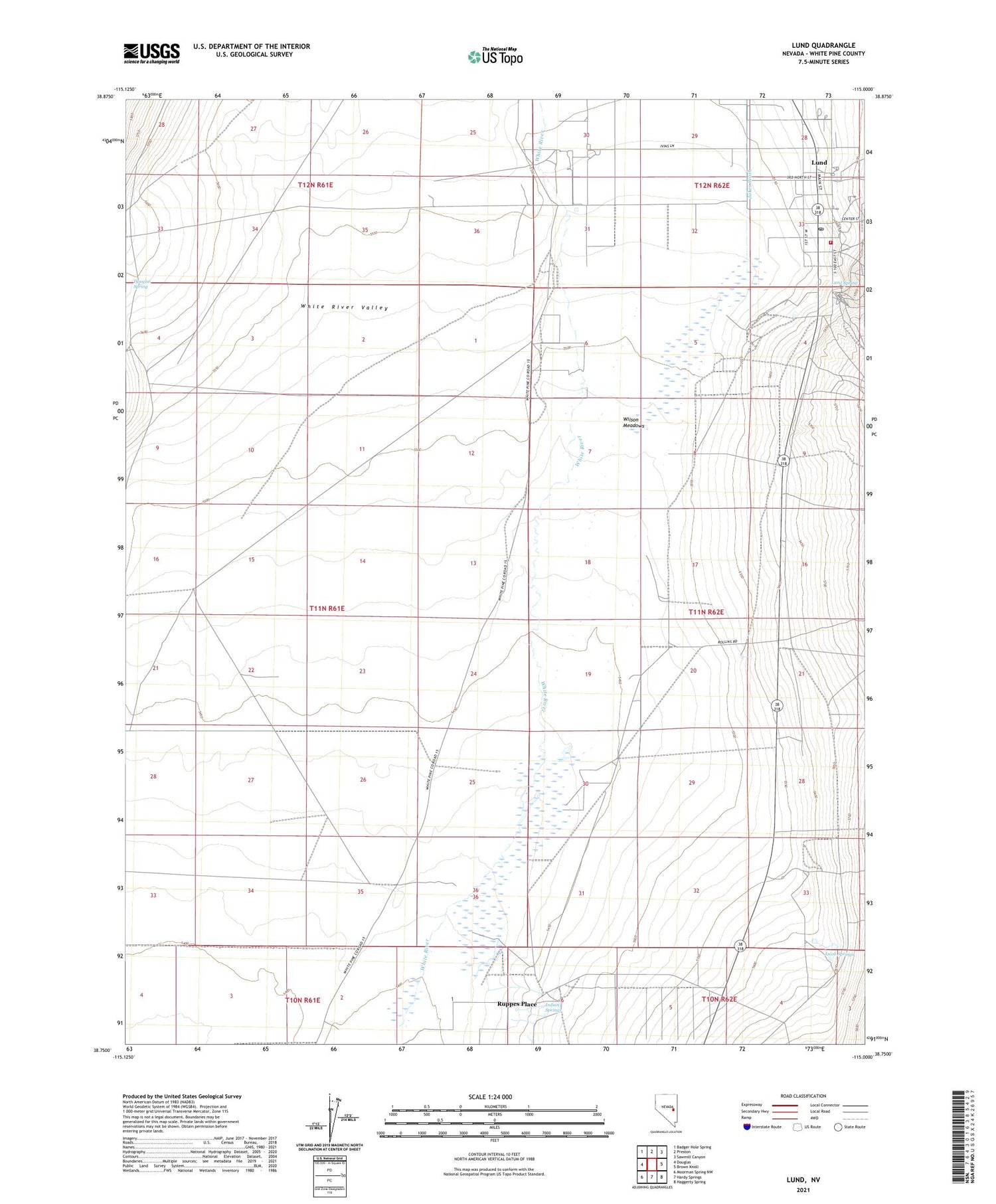 Lund Nevada US Topo Map Image