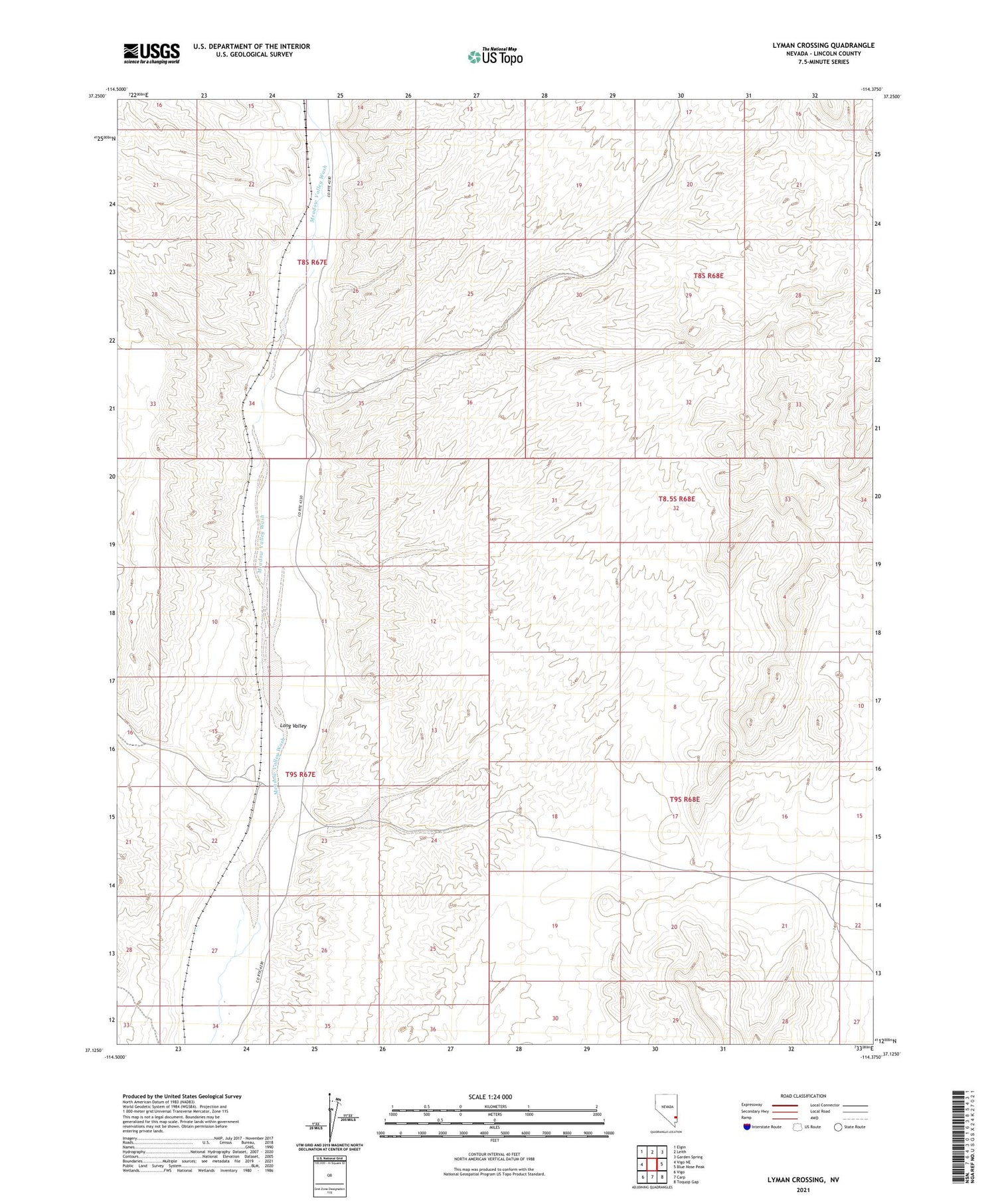 Lyman Crossing Nevada US Topo Map Image