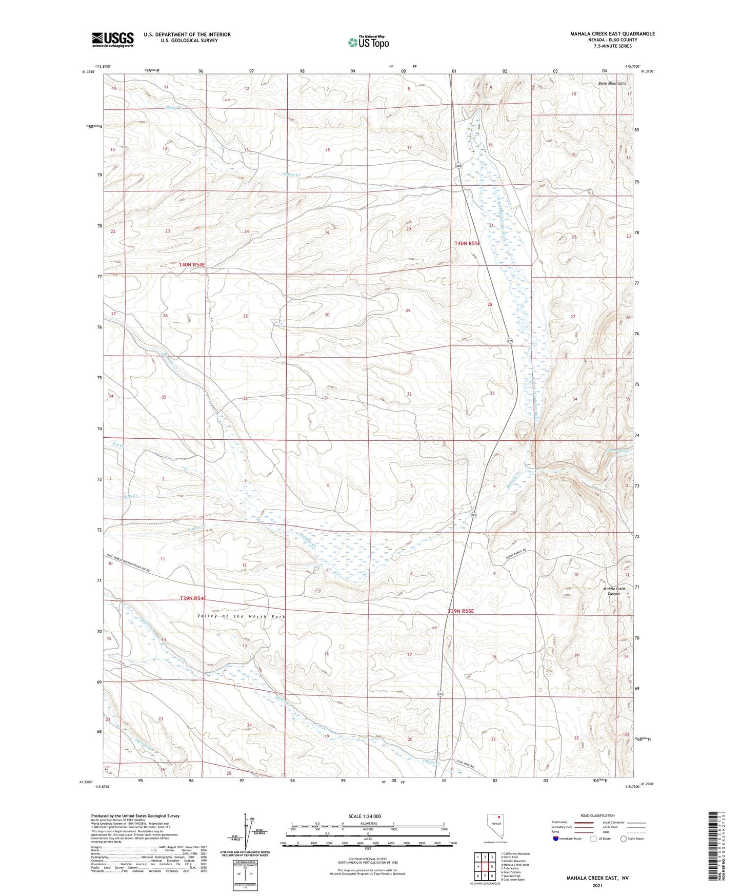 Mahala Creek East Nevada US Topo Map Image