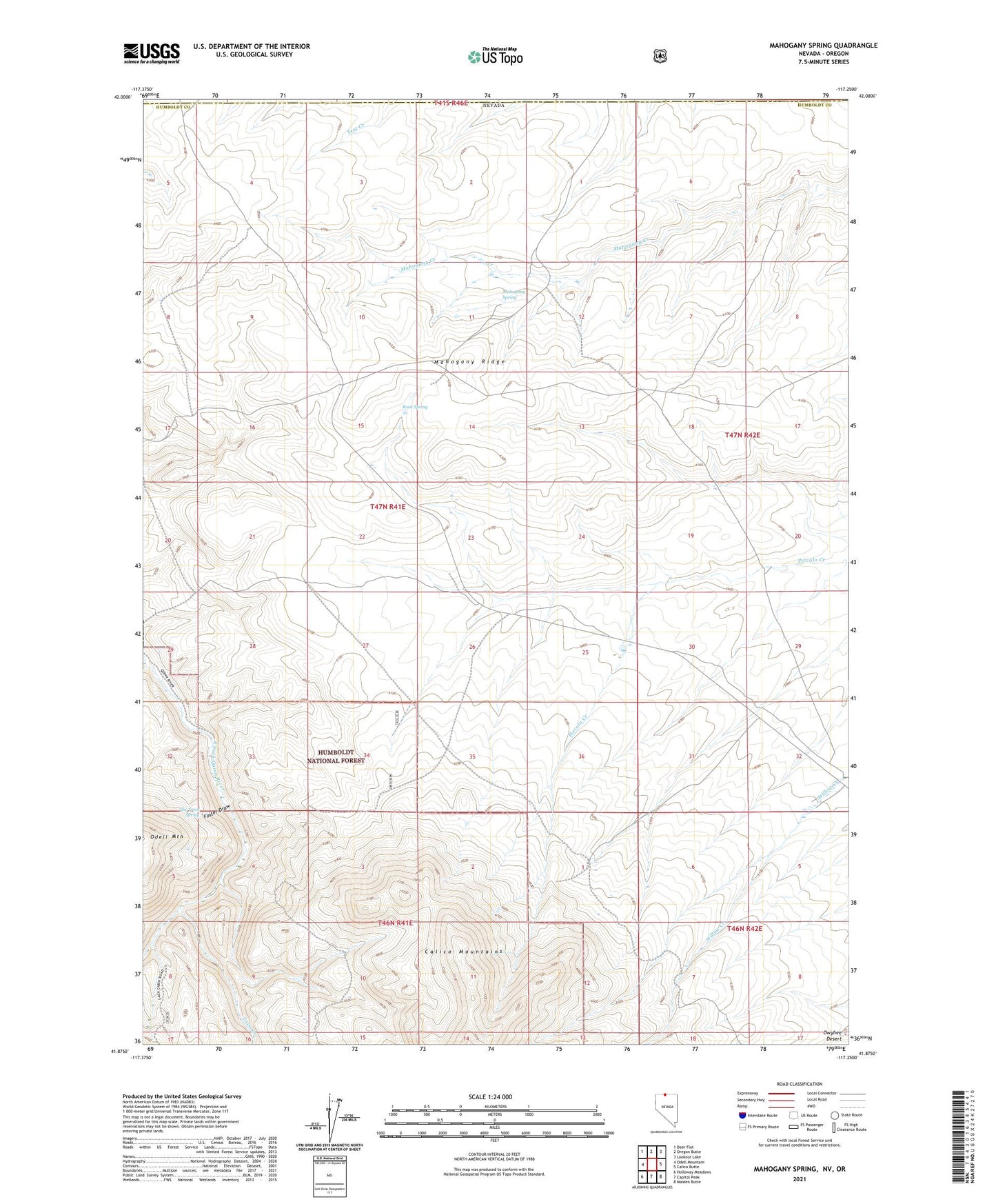 Mahogany Spring Nevada US Topo Map Image