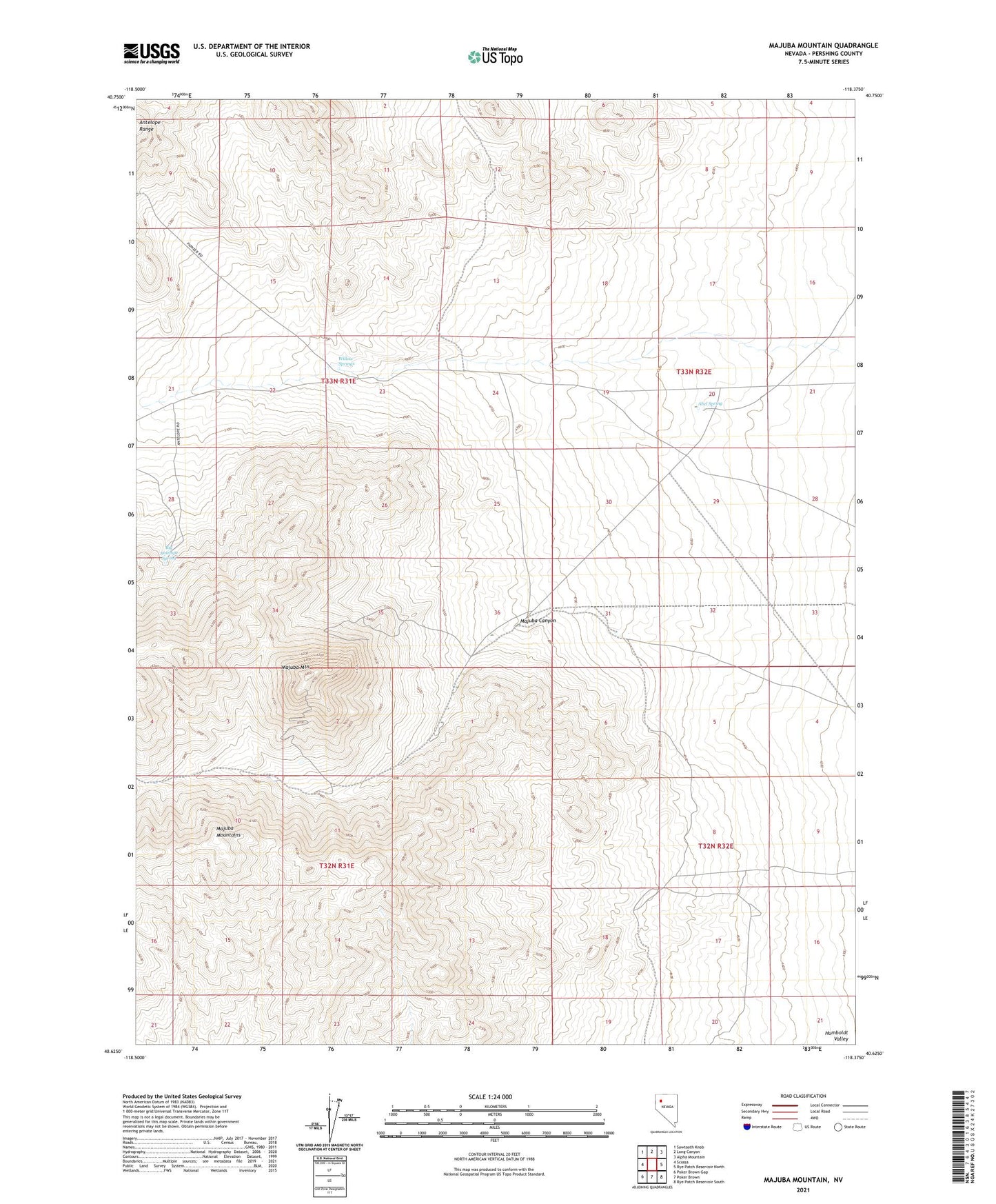 Majuba Mountain Nevada US Topo Map Image