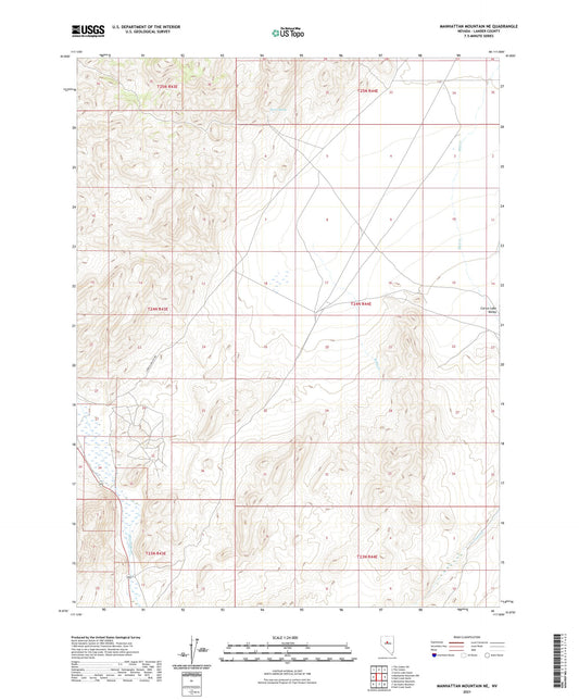 Manhattan Mountain NE Nevada US Topo Map Image