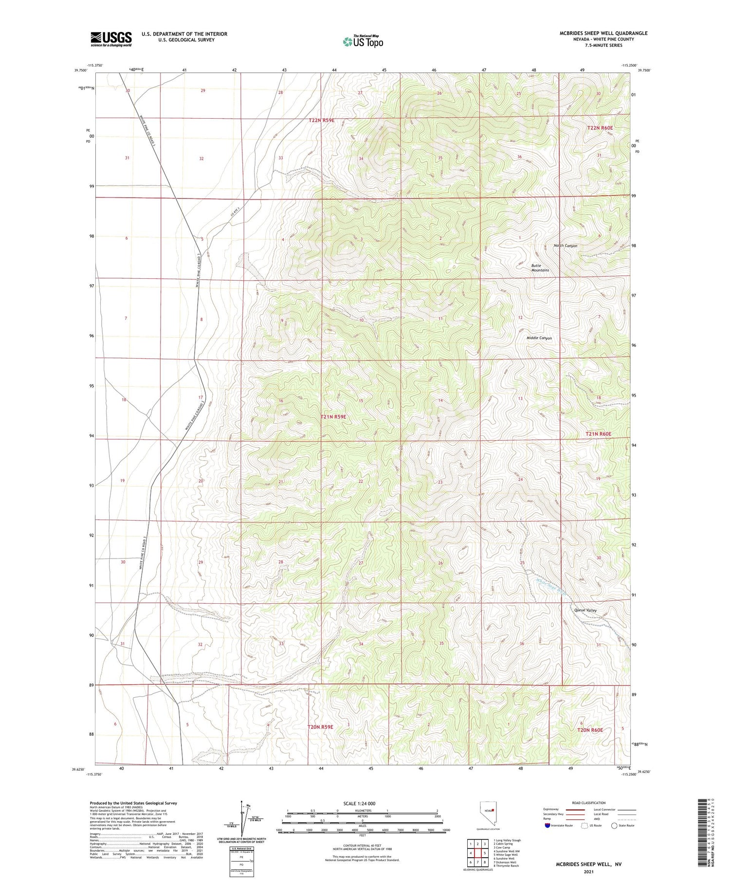 McBrides Sheep Well Nevada US Topo Map Image