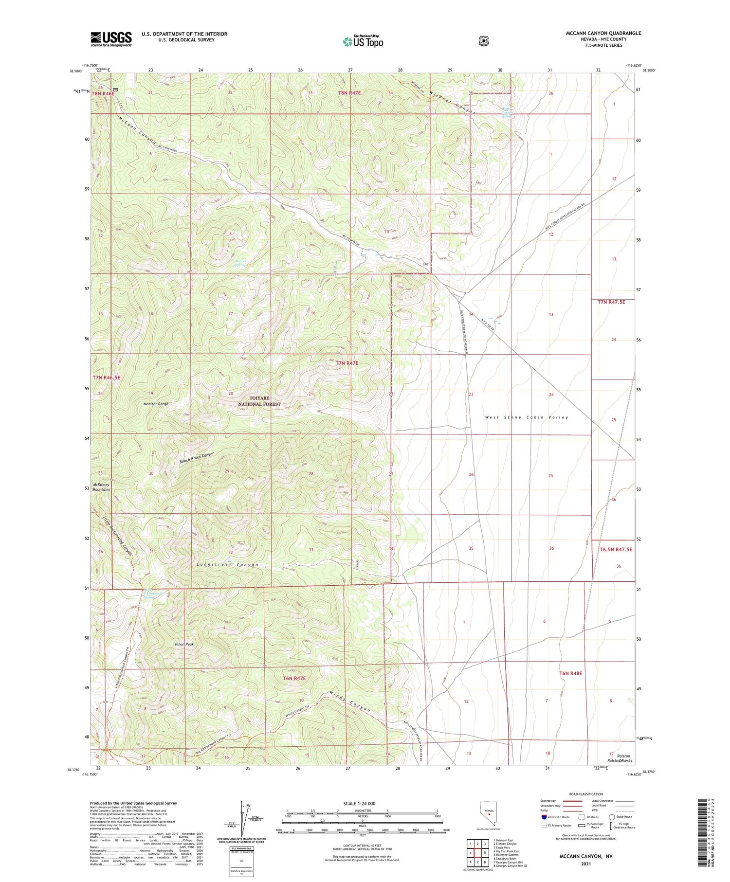McCann Canyon Nevada US Topo Map Image