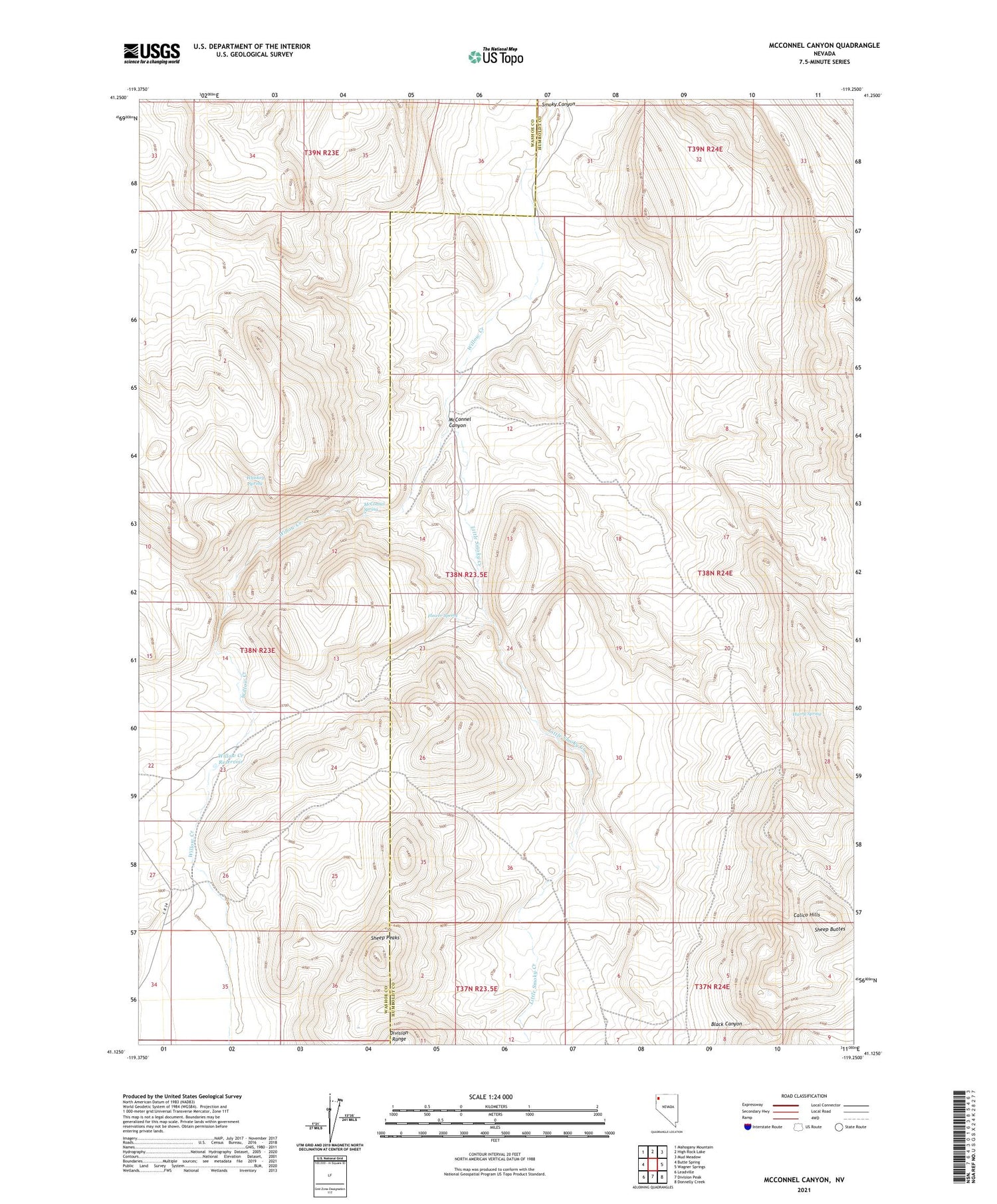McConnel Canyon Nevada US Topo Map Image