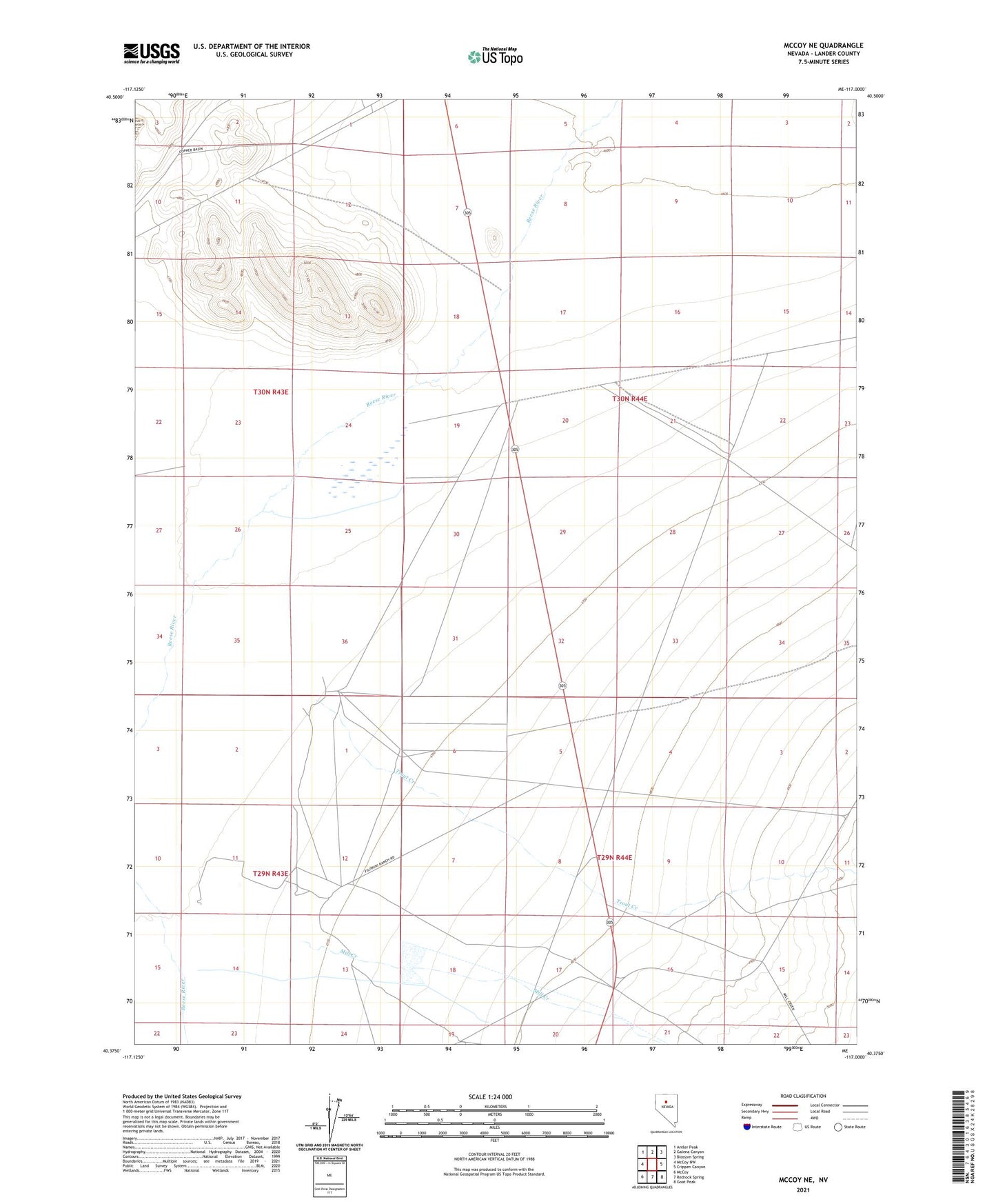 McCoy NE Nevada US Topo Map Image