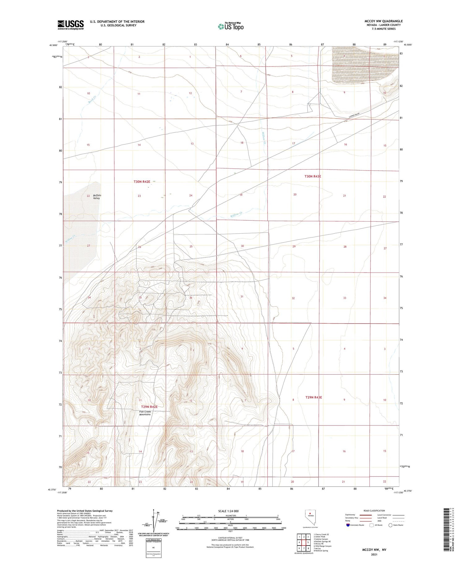 McCoy NW Nevada US Topo Map Image
