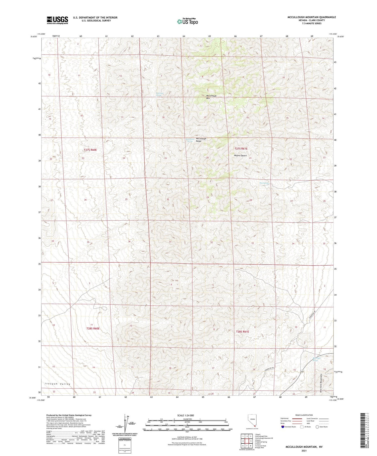 McCullough Mountain Nevada US Topo Map Image