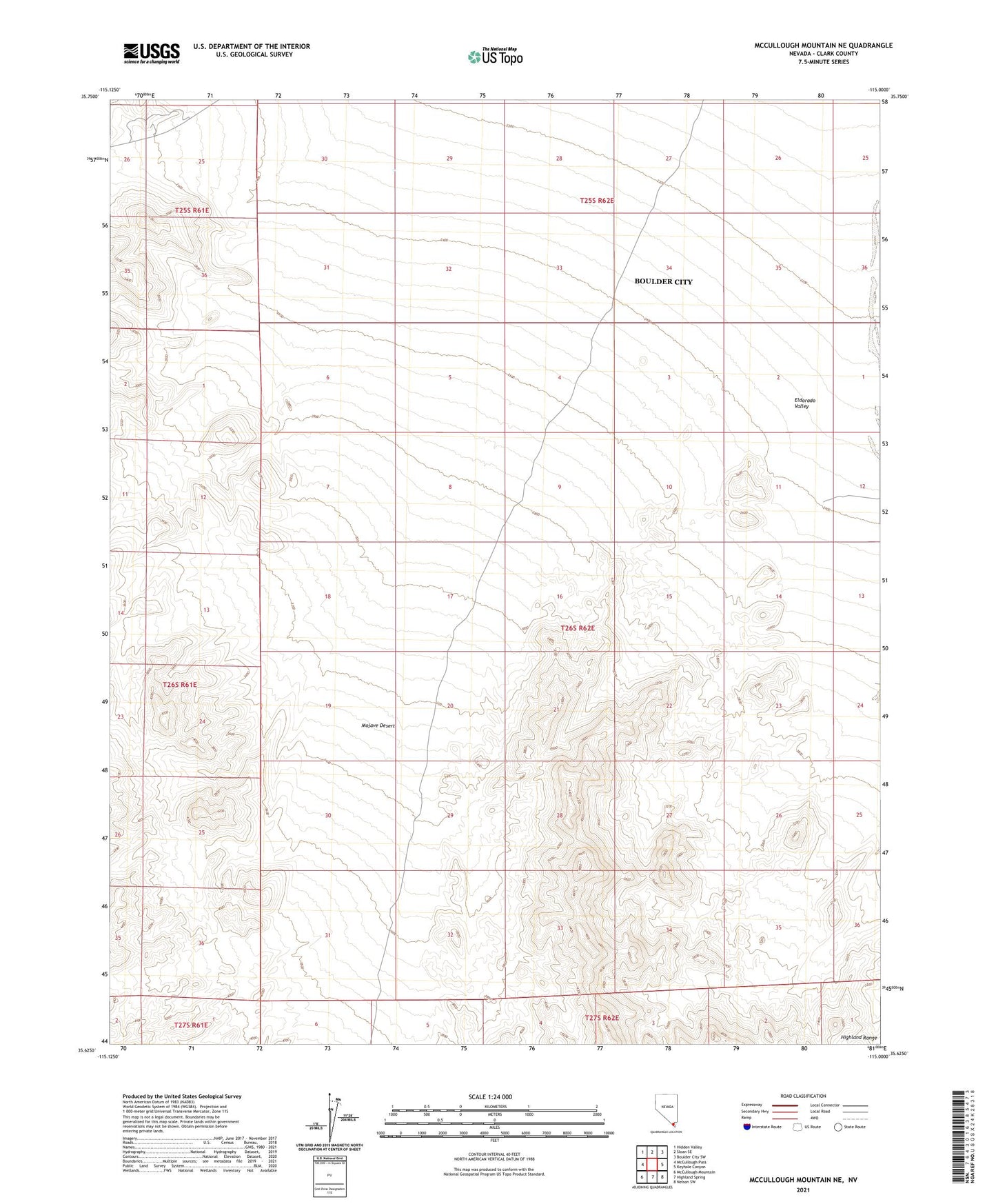 McCullough Mountain NE Nevada US Topo Map Image