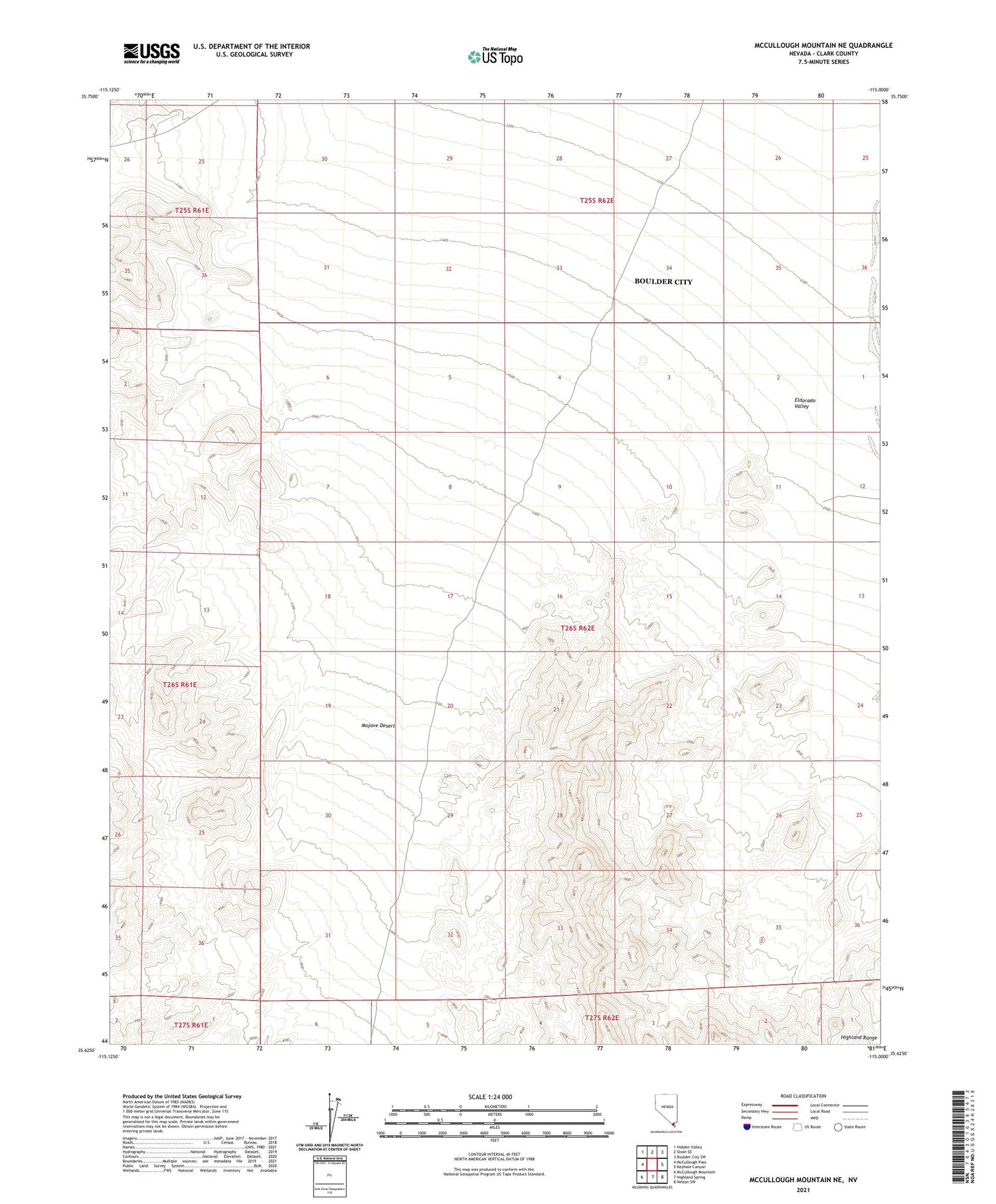 McCullough Mountain NE Nevada US Topo Map Image