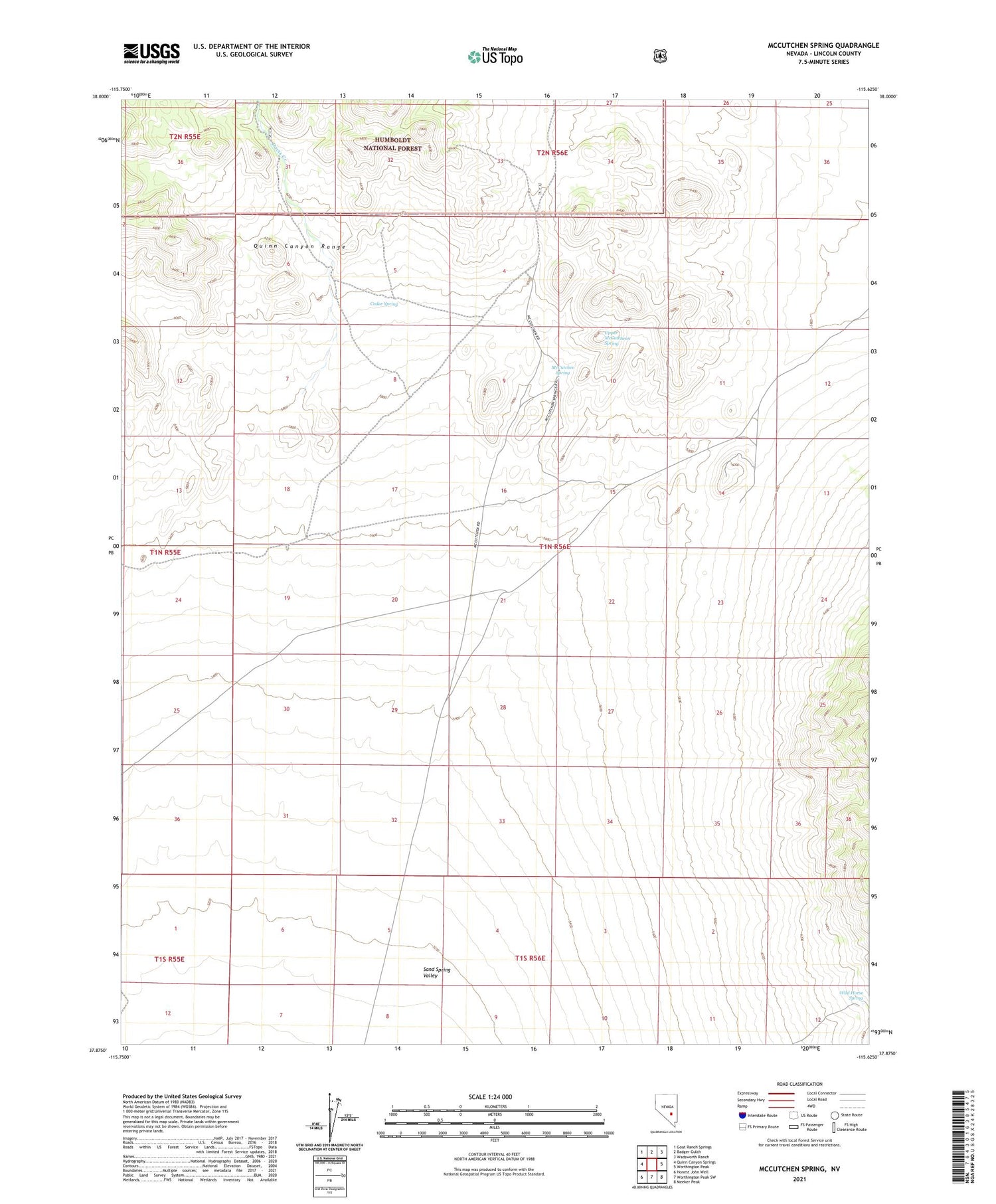 McCutchen Spring Nevada US Topo Map Image