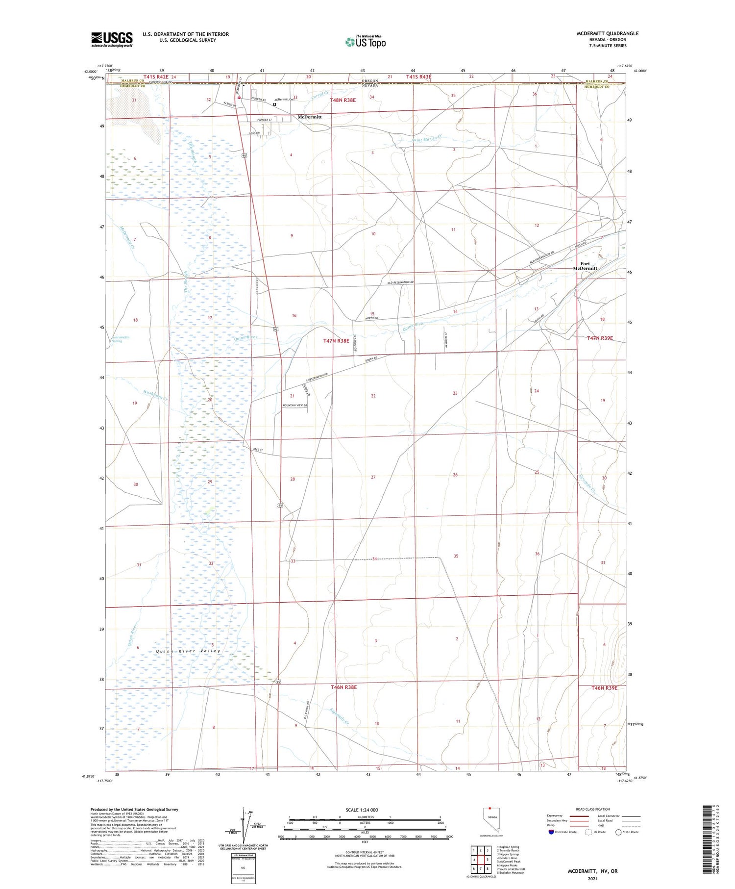 McDermitt Nevada US Topo Map Image