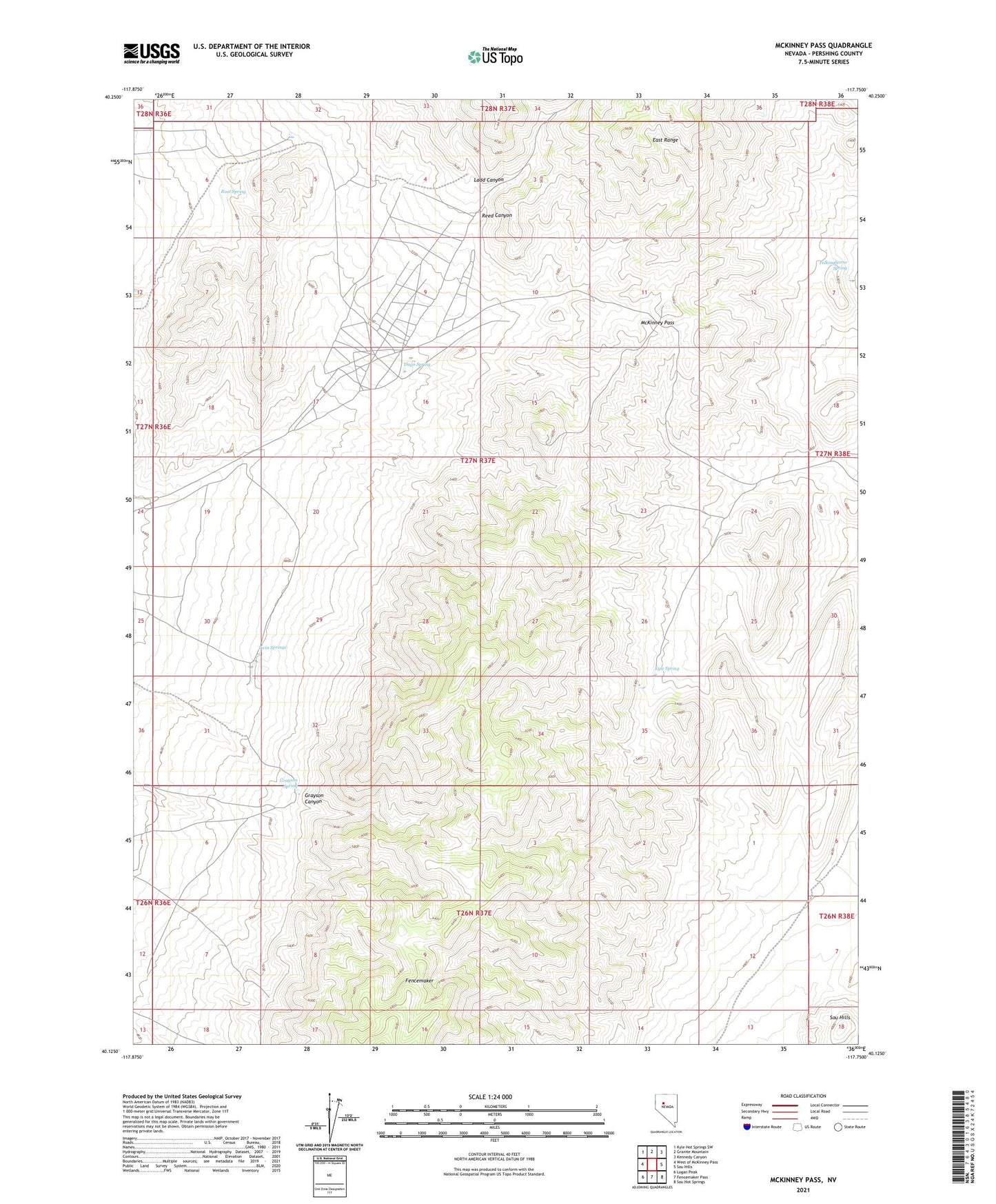 McKinney Pass Nevada US Topo Map Image