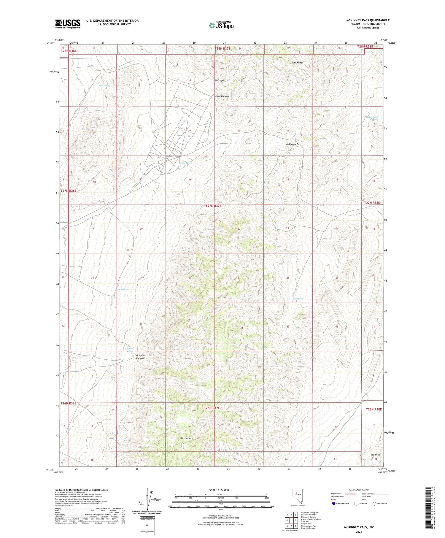McKinney Pass Nevada US Topo Map Image