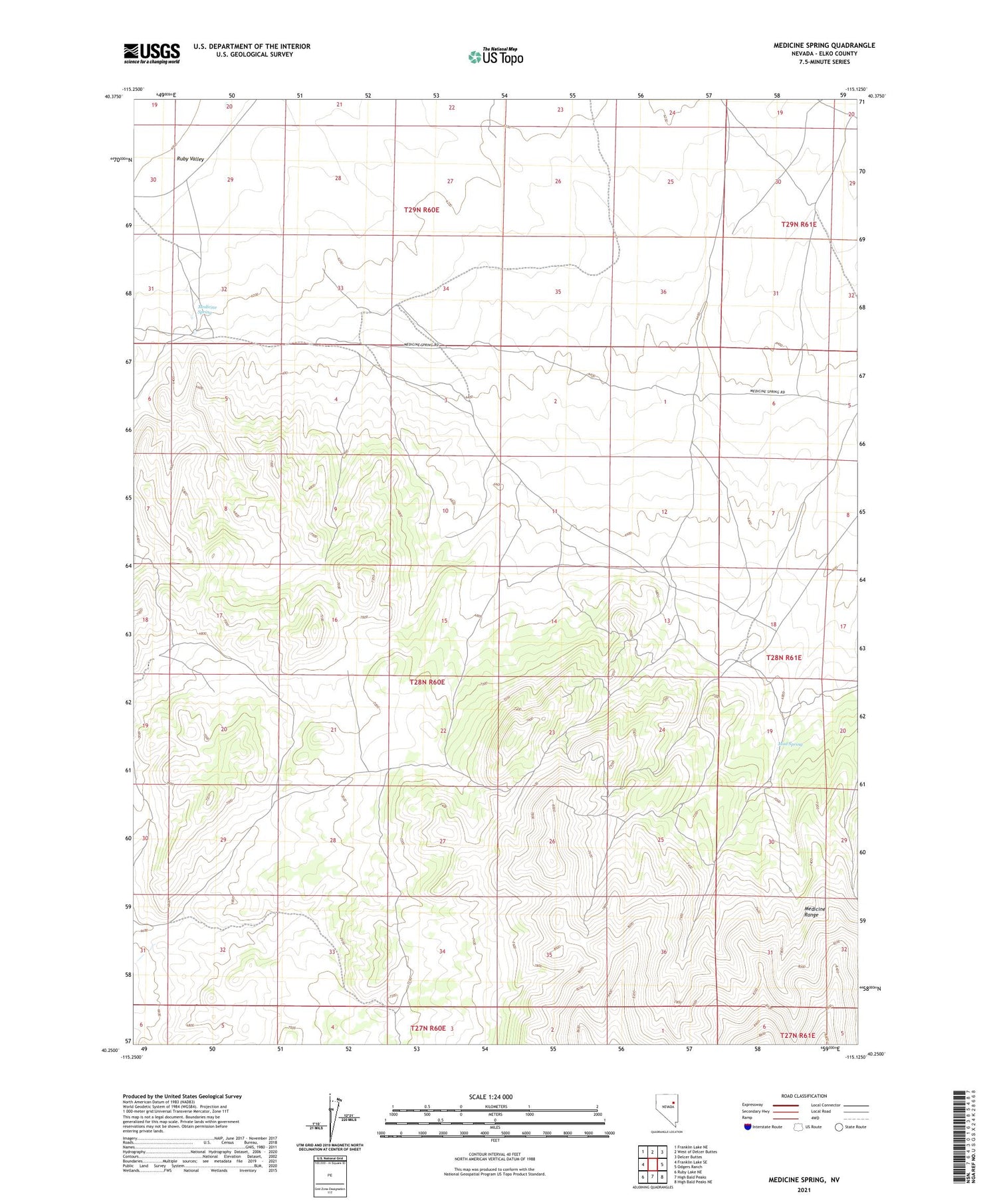 Medicine Spring Nevada US Topo Map Image