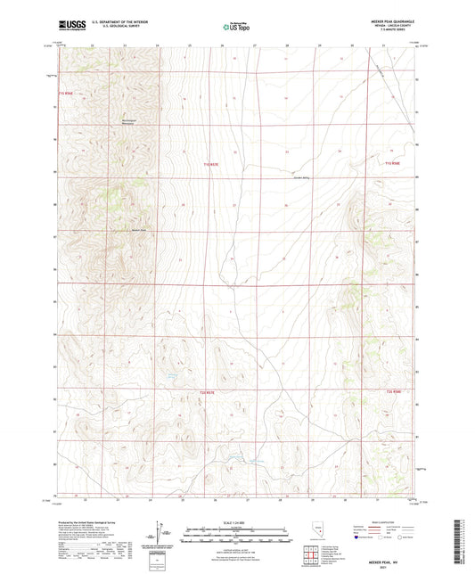 Meeker Peak Nevada US Topo Map Image