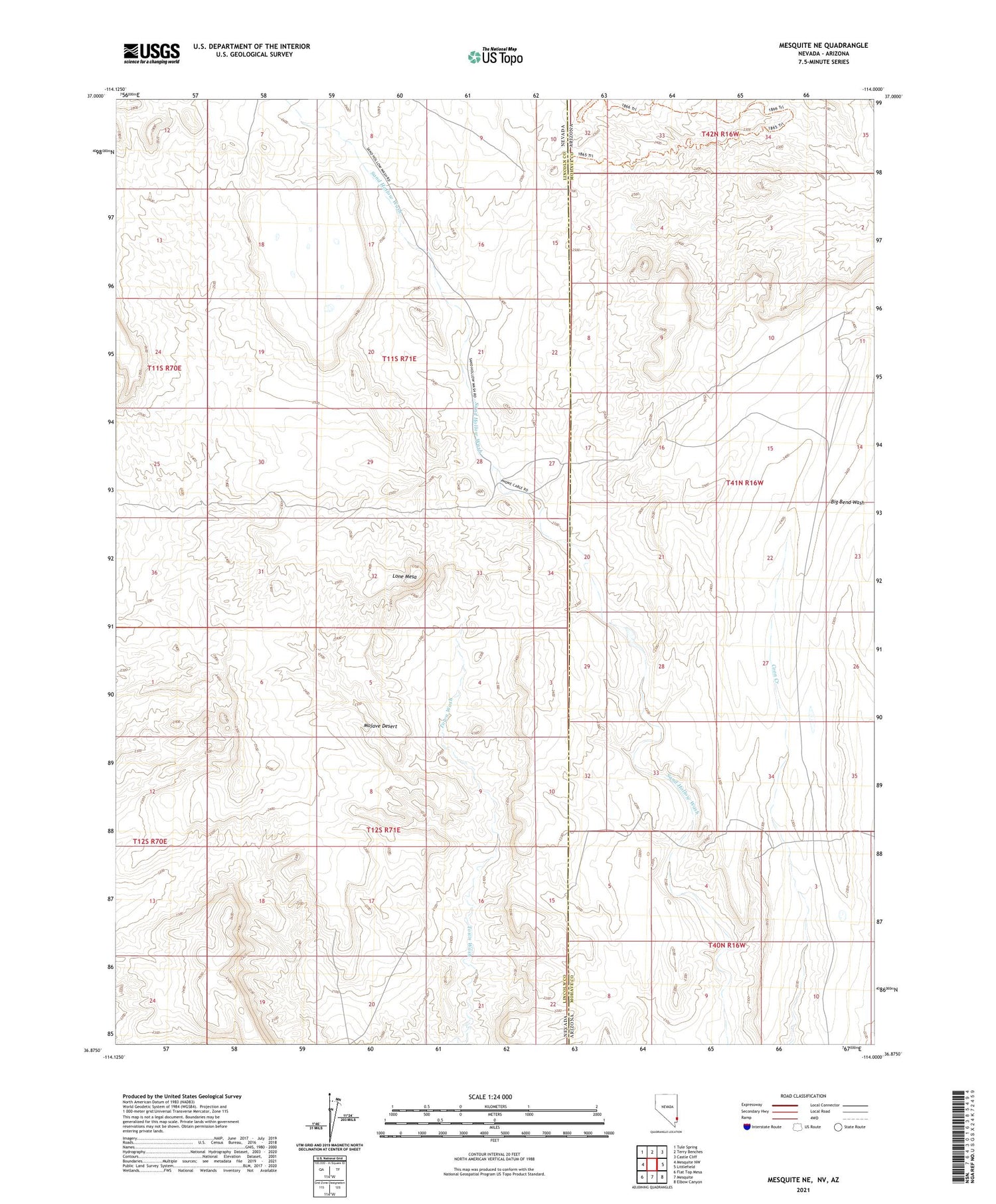 Mesquite NE Nevada US Topo Map Image