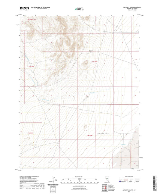 Meteorite Crater Nevada US Topo Map Image