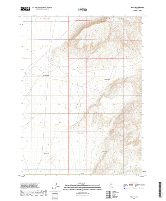 Midas SW Nevada US Topo Map Image