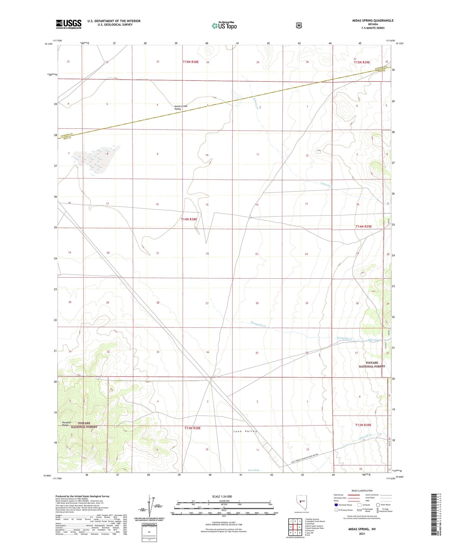Midas Spring Nevada US Topo Map Image
