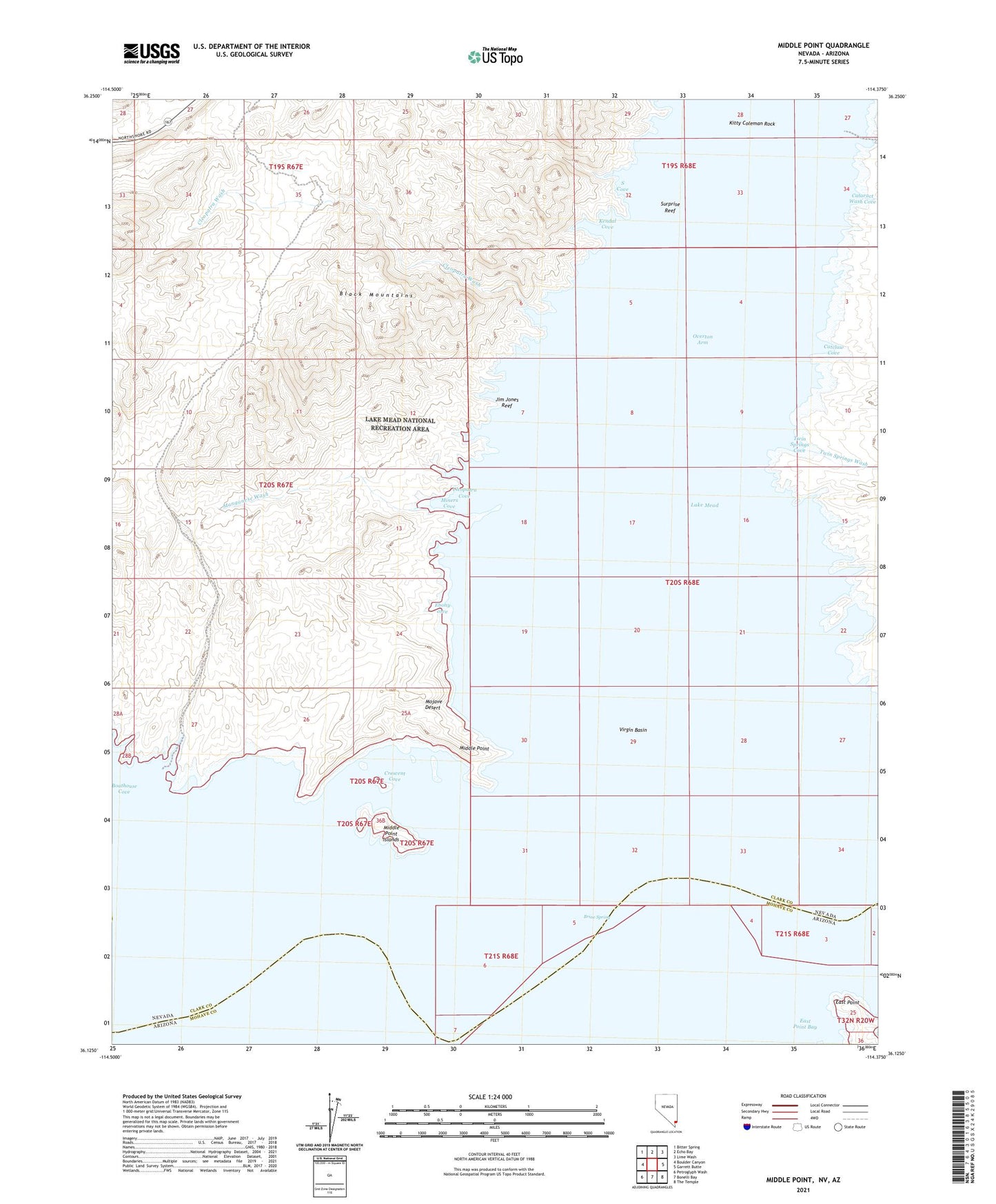 Middle Point Nevada US Topo Map Image