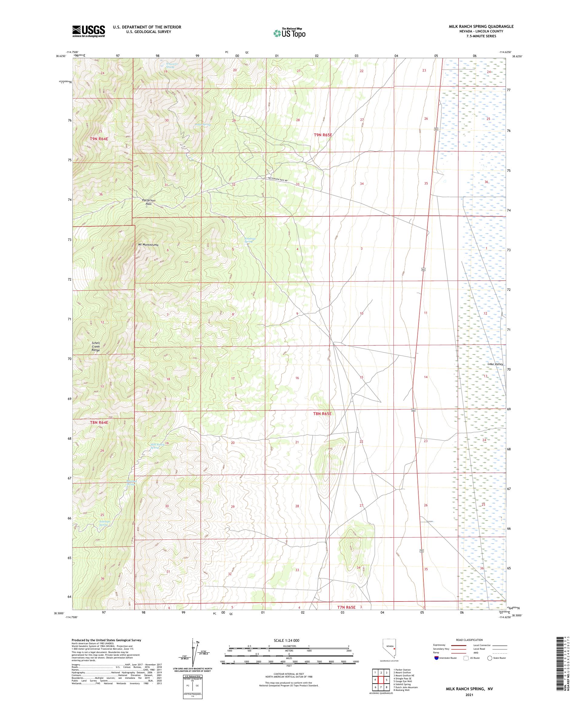 Milk Ranch Spring Nevada US Topo Map – MyTopo Map Store