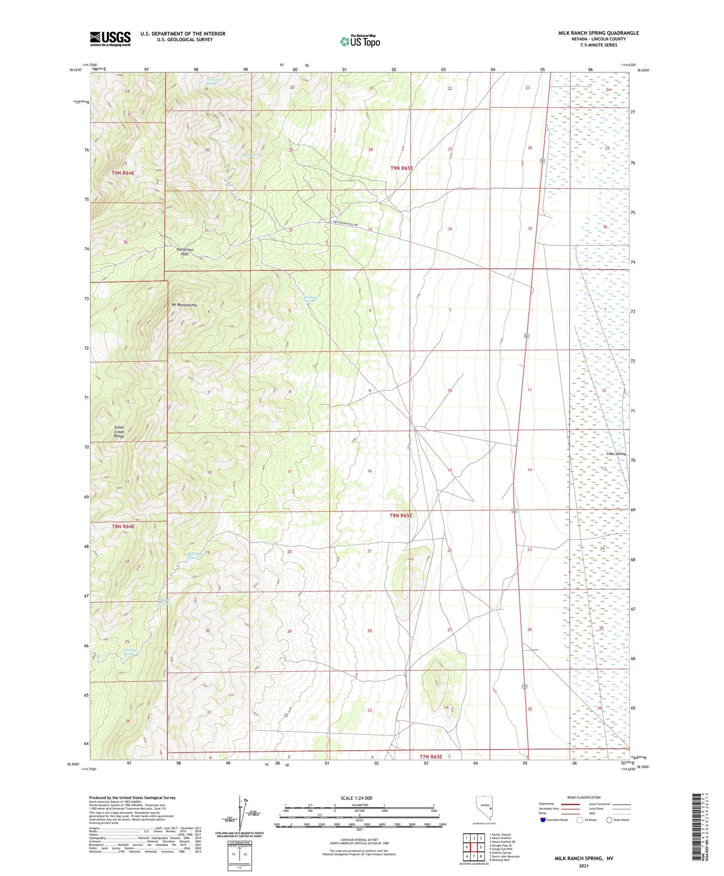 Milk Ranch Spring Nevada US Topo Map Image