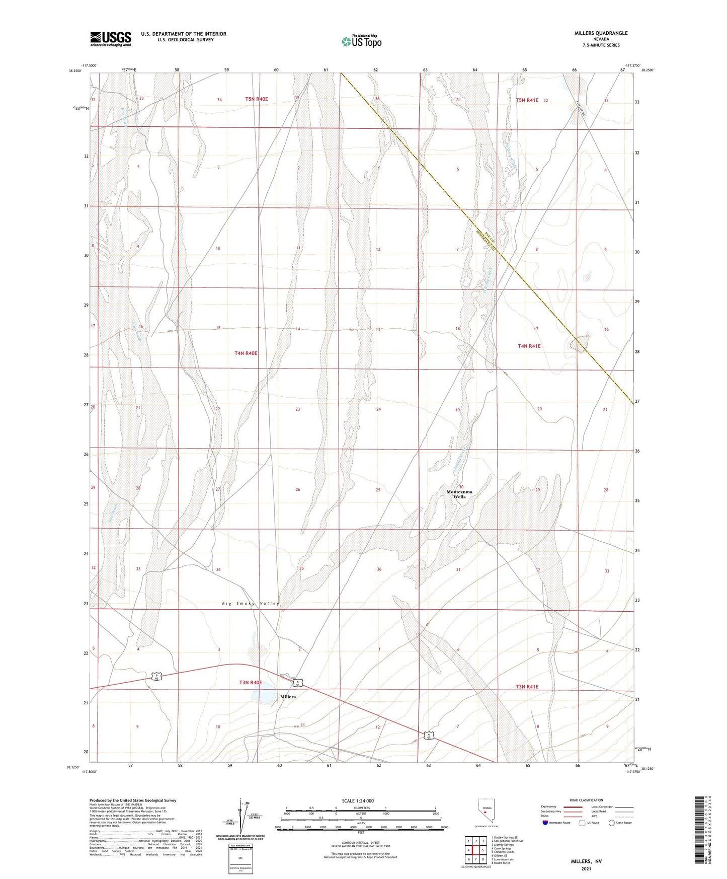 Millers Nevada US Topo Map Image