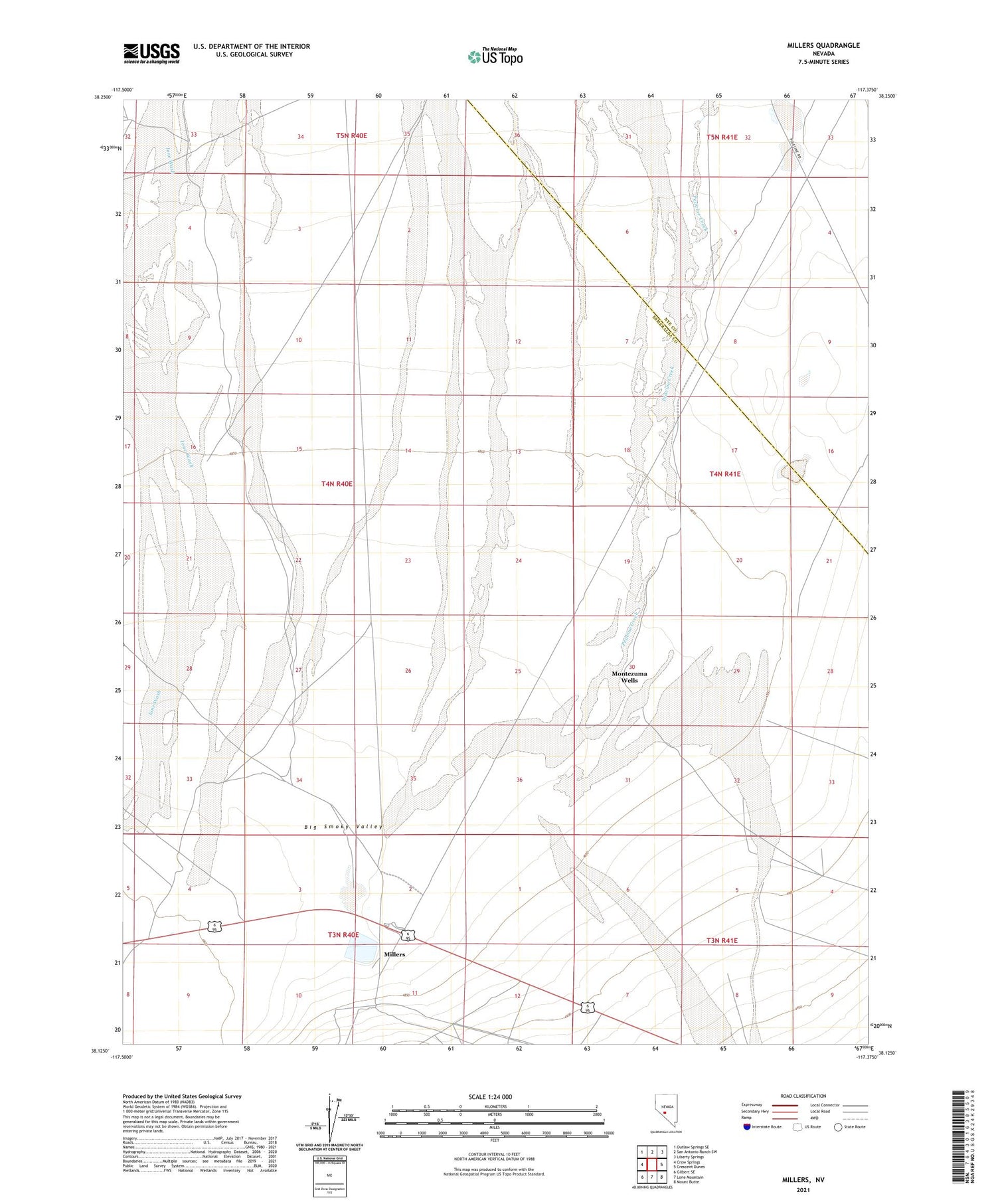 Millers Nevada US Topo Map Image