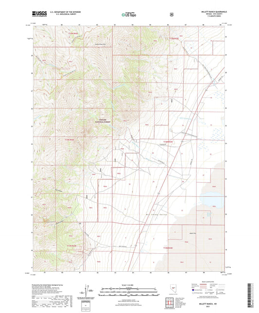 Millett Ranch Nevada US Topo Map Image