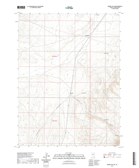 Mineral Hill NW Nevada US Topo Map Image