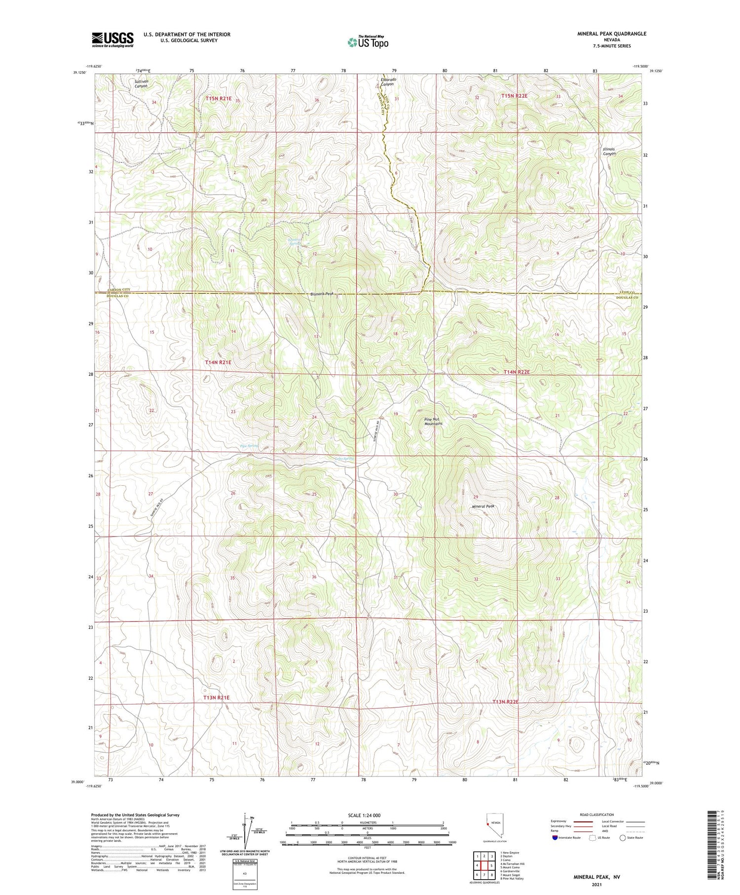 Mineral Peak Nevada US Topo Map Image