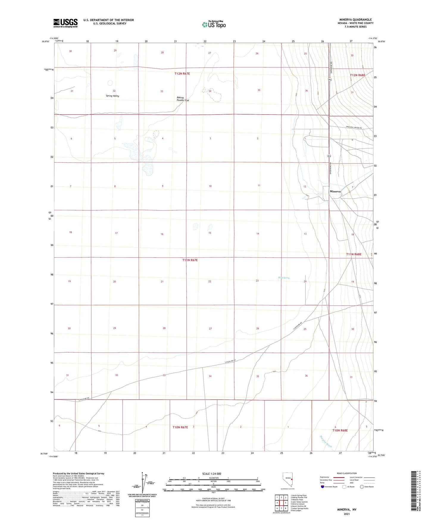 Minerva Nevada US Topo Map Image