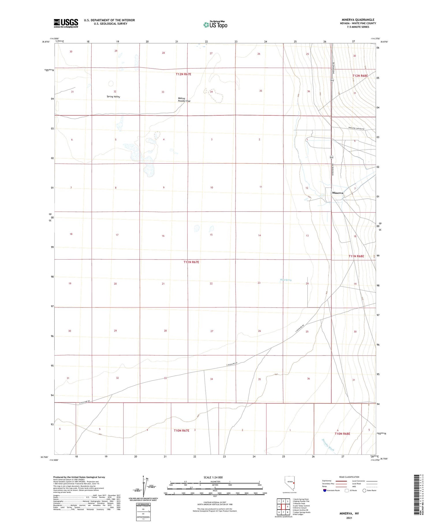 Minerva Nevada US Topo Map Image