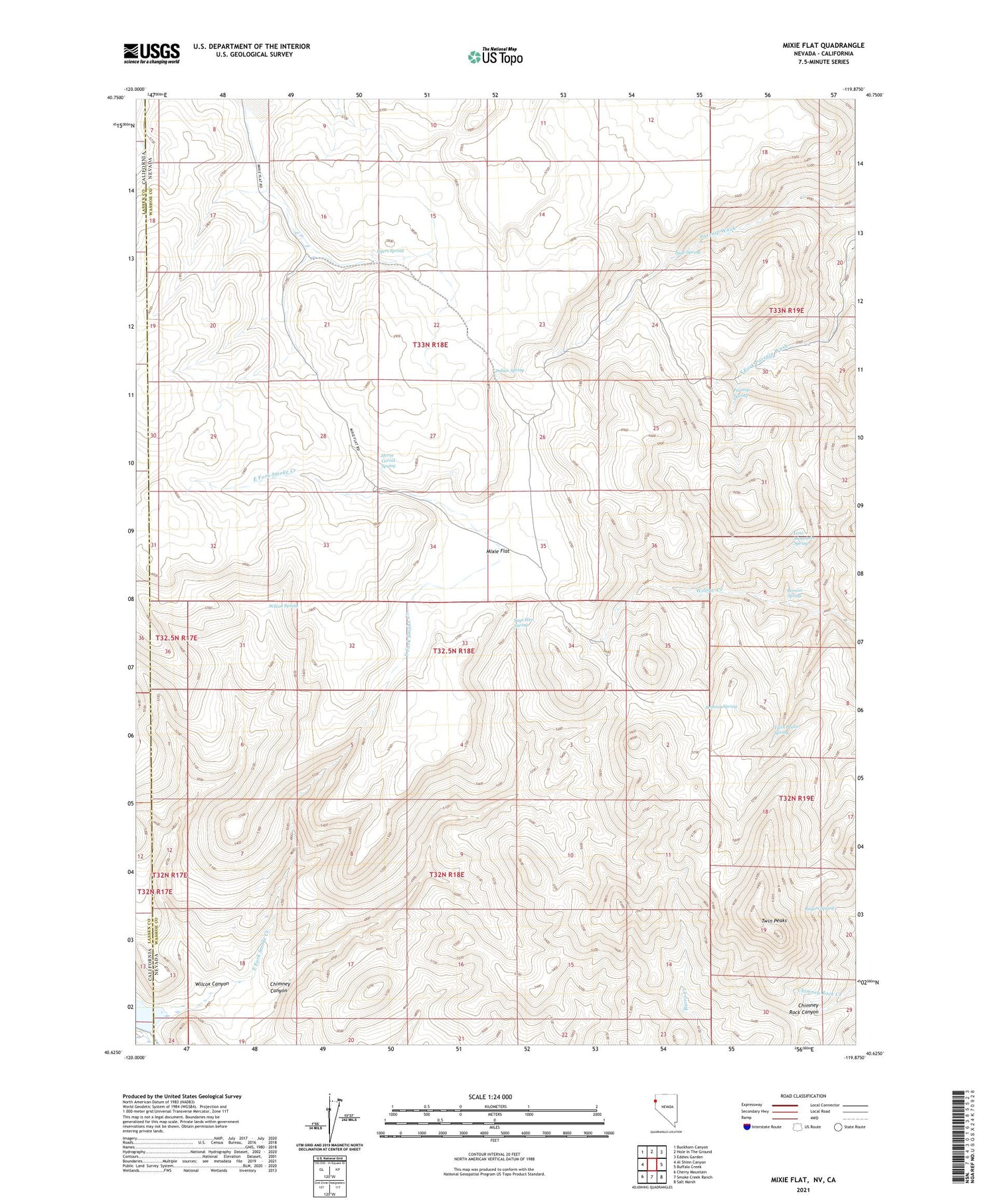 Mixie Flat Nevada US Topo Map Image