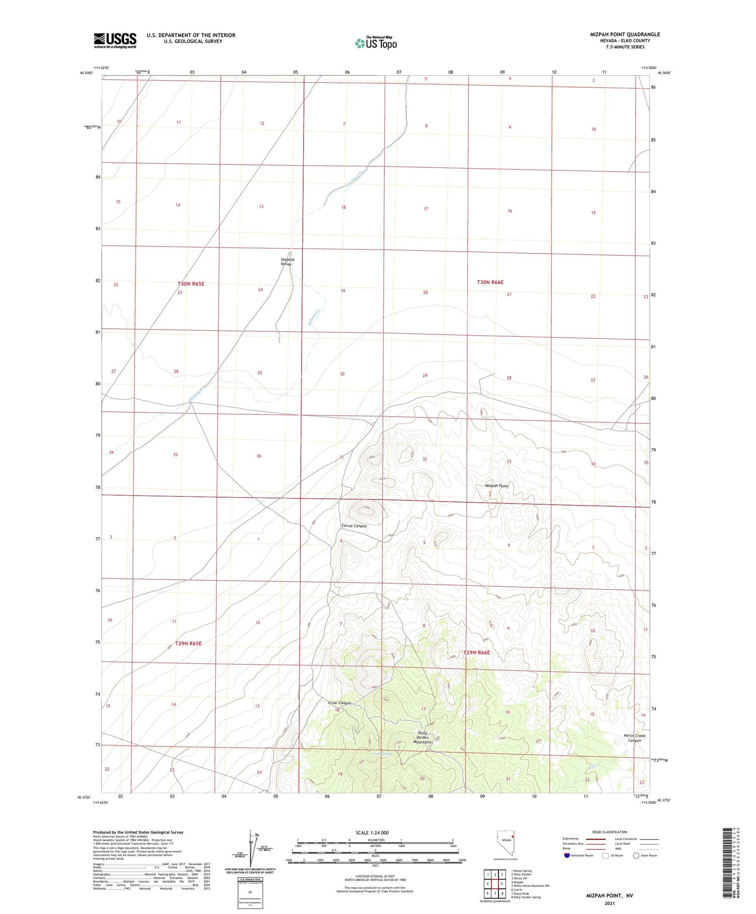 Mizpah Point Nevada US Topo Map Image