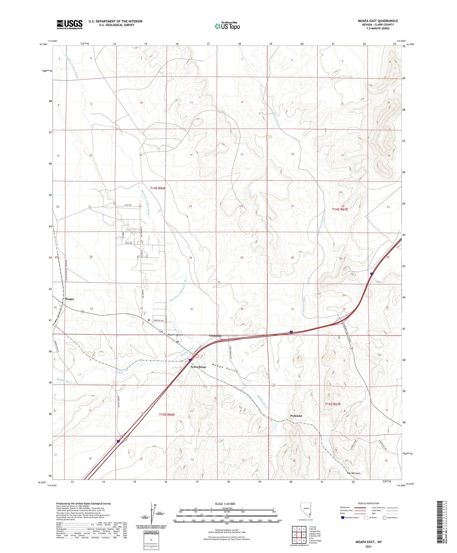 Moapa East Nevada US Topo Map Image