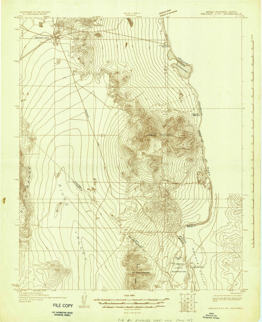 Historic 1926 Mohave City Nevada 30'x30' Topo Map Image